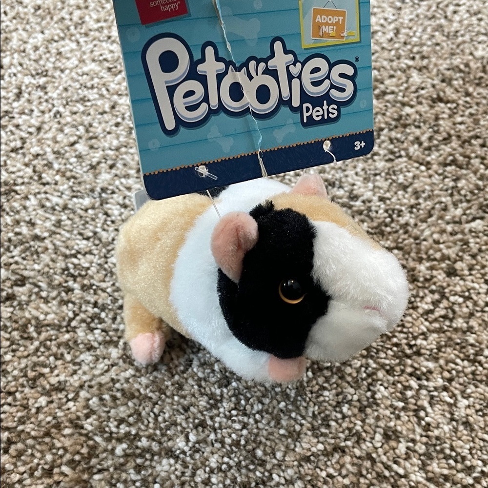 🤎Kellytoy Petooties Plush Guinea Pig - Black, White, Tan
